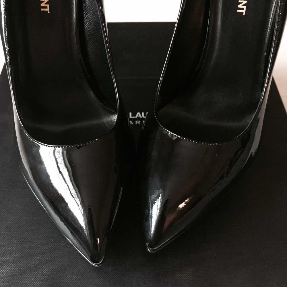 Saint Laurent Black Patent Leather Plaform Pumps - Picture 3 of 7